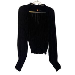 Free People Black Long Sleeve Flowy Top S